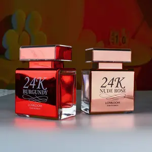 24K Pro Burgundy/Nude Rose Eau De Parfum, EDP Fragrance, 1 Piece Long Lasting Fragrance for Women Gifted Package by Lonkoom