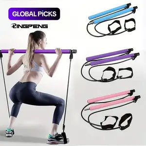 Multifunctional Pilates Stick, 1 Set Back Training Elastic Rope, LINGPENG Yoga Resistance Band, Fitness Equipment for Home Gym Workout, Fitness Accessories, Pilates Reformer #GLOBAL PICKS,At Home Gym Equipment