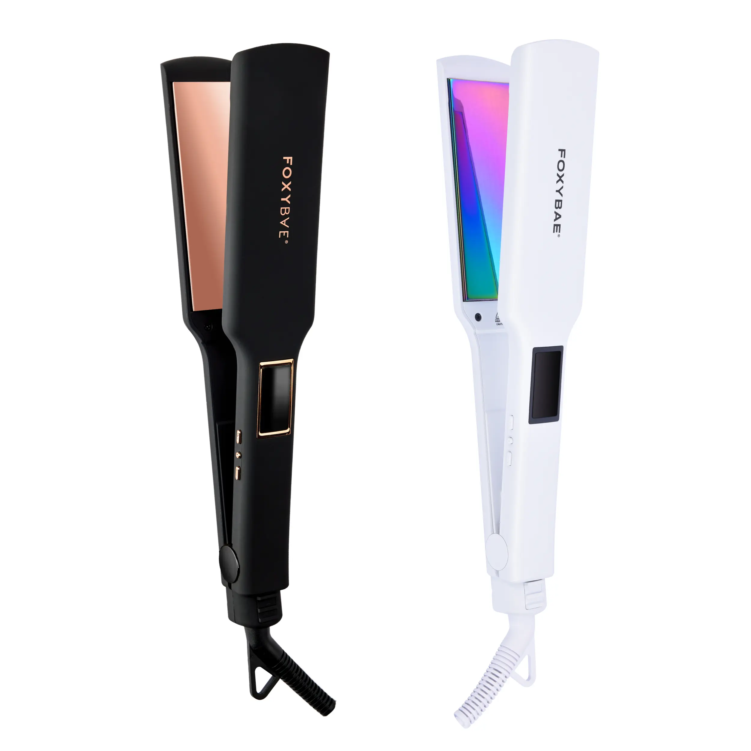 FoxyBae Rose Gold Titanium 1.75” Titanium Flat Iron – Adjustable Heat Setting – Dual Voltage Hair Straightener for Frizz-Free, Shiny & Smooth Hair –  Sleek, Compact Design for Easy Storage