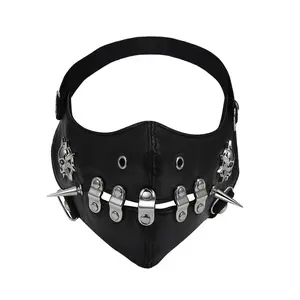 OIDEA Leather Half Face Mask - Punk Motorcycle Riding Windproof Dustproof Cosplay Mask for Men Women summerwins,summerwins