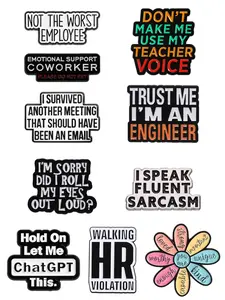 10pcs Humorous Slogan Brooches Enamel Badges, Perfect for Work ID Straps, Denim Jackets, Office Decor, Team Gifts, Ideal for Workplace Challenges, Durable Metal Pins