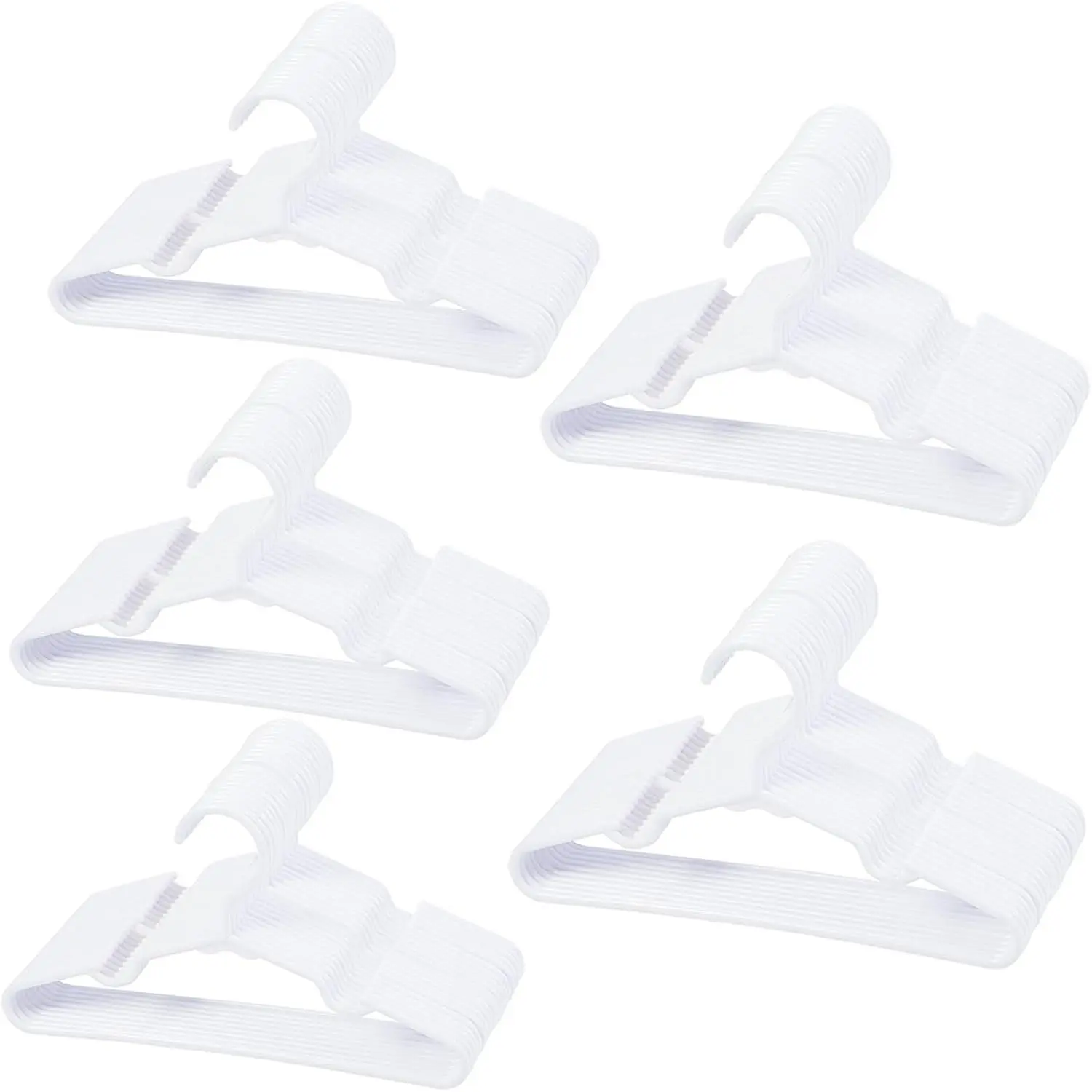 100-Pack Ultrathin Type Plastic Slim Universal White Nonslip Baby Nursery Closet Hangers with Curve Hook, Lightweight Bulk Pack Storage Organization for Newborns’ Clothes, Pants & Coats, Organiser