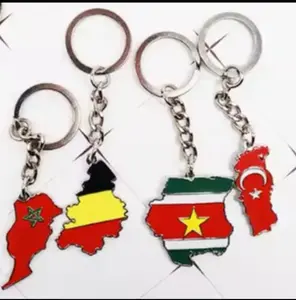 Flag Map Keychine Stainless Stale Pendant