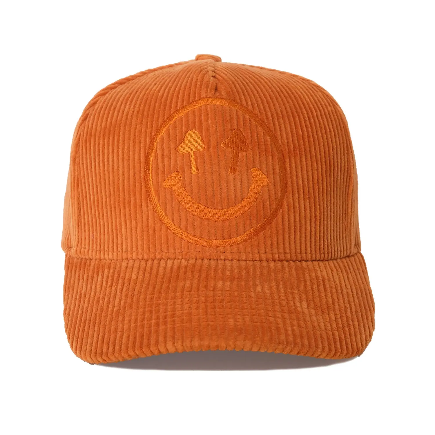 Happy Caps Unisex Corduroy Baseball Cap - Vintage Adjustable Strapback Hat, 100% Cotton, Burnt Orange