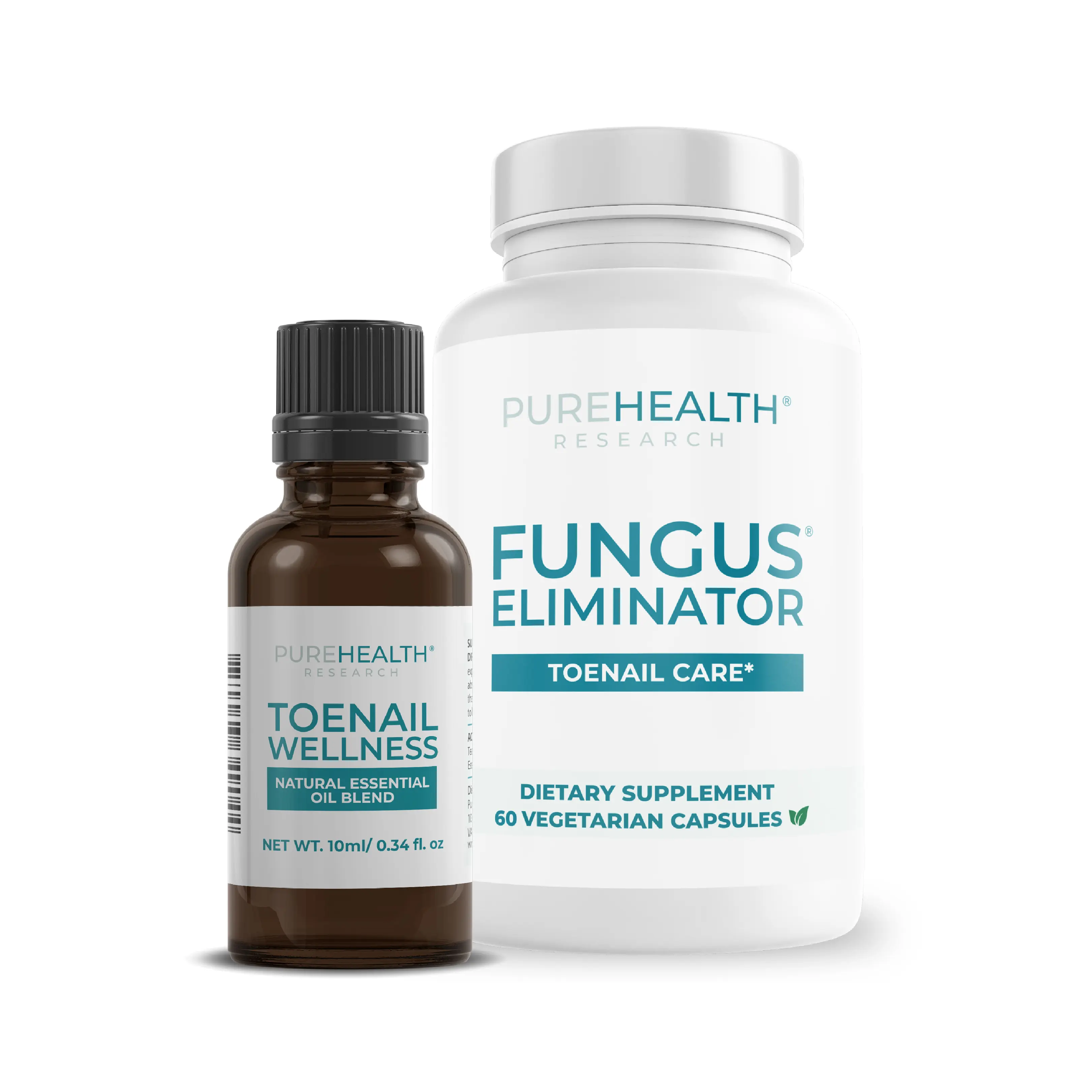 PureHealth Research 2-in-1 Toenail Fungus Eliminator Supplement & Wellness Oil - Tea Tree, Oregano, Olive, Clove Oils, Garlic - Vegan, Gluten-Free, Dairy-Free Daily Nail Care for Adults - Bioperine Aids Absorption, Fades Discoloration