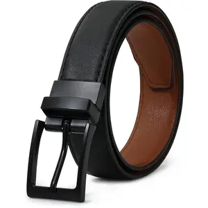X-BLT03  Reversible Kids Belts for Boys - Black and Brown Leather Belt for School Uniform Casual Jeans
