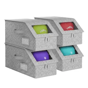 Grey Stackable Foldable Hat Storage Box with 24 Hats Large Capacity,Ideal Space-Saving Storage Solution for Bedroom,Premium Large Cap Storage Box for Men Women Hat Collectors,Perfect Mother’s Day Gift Choice for Home Organization Lovers