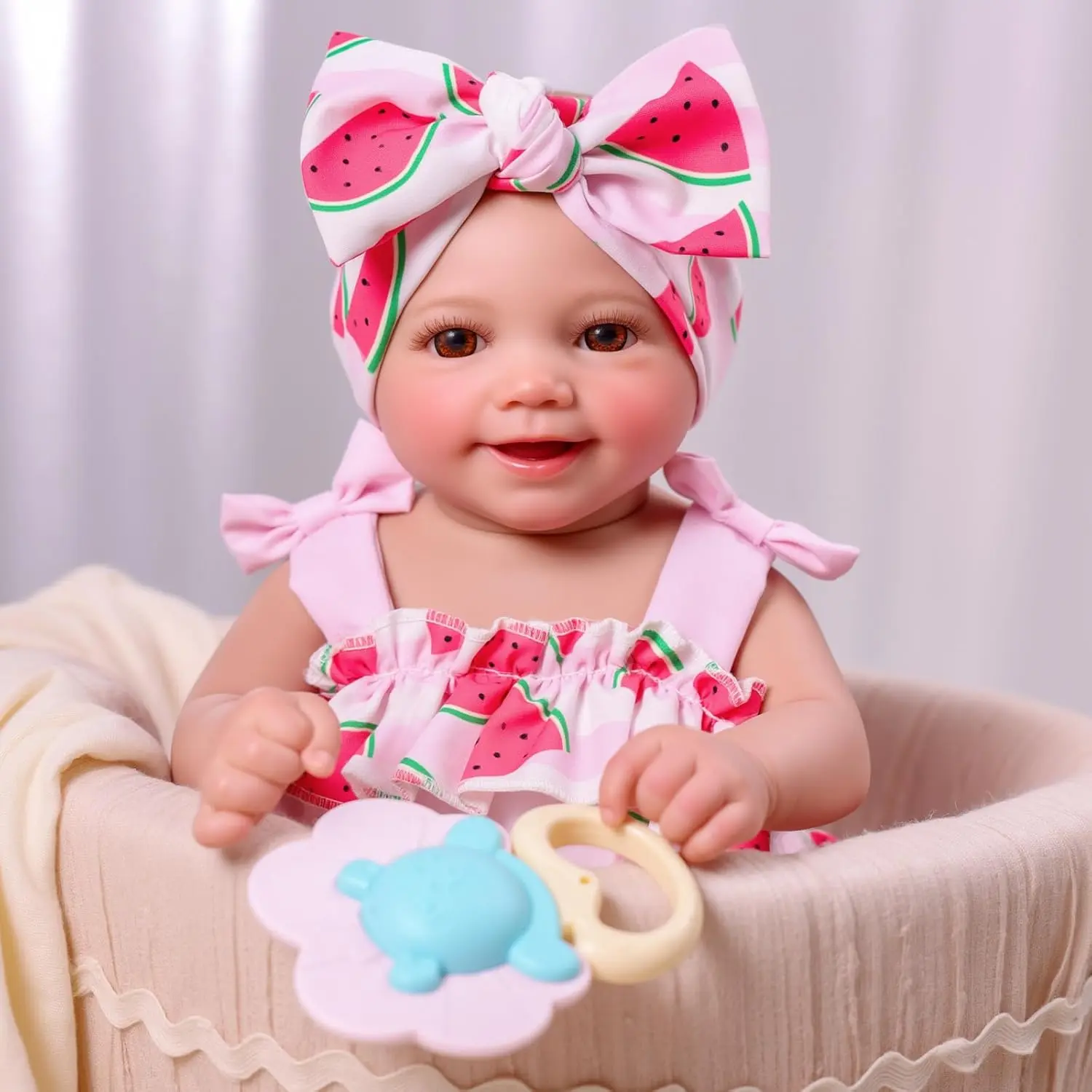 #Summervibes#DealsForYouDays BABESIDE 17-inch 8-Piece Full-Body Vinyl Reborn Doll Girl with Gift Box and Accessories Perfect for Christmas, New Year, Birthday Gifts, and Collectibles