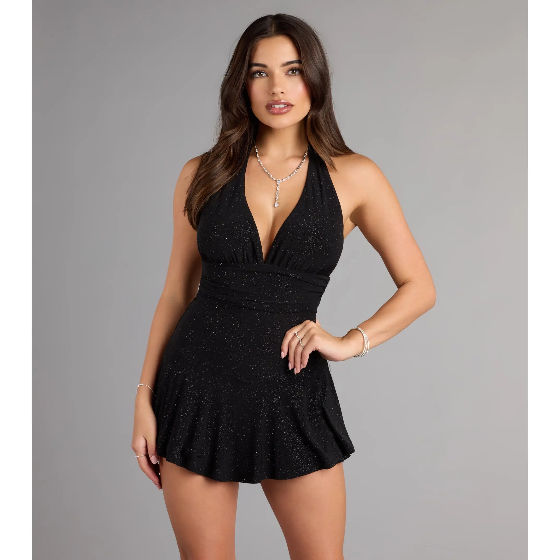 Shimmer Nights Halter Glitter Romper Shimmer Nights Halter Glitter Romper