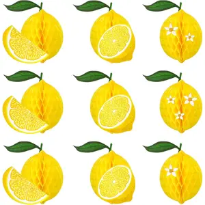 9 Pcs Lemon Balls Birthday Party Supplies Favors Table Centerpieces Tissue Paper Honeycomb Tabletop Hanging Decors Decorations for Party