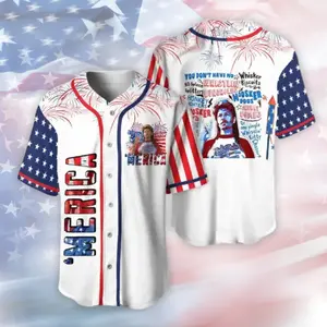 Joe Dirt 4th of July Baseball Jersey, Funny 'Merica Independence Day Shirt, Whistlin Bungholes Quote Graphic, USA Fireworks Party Outfit