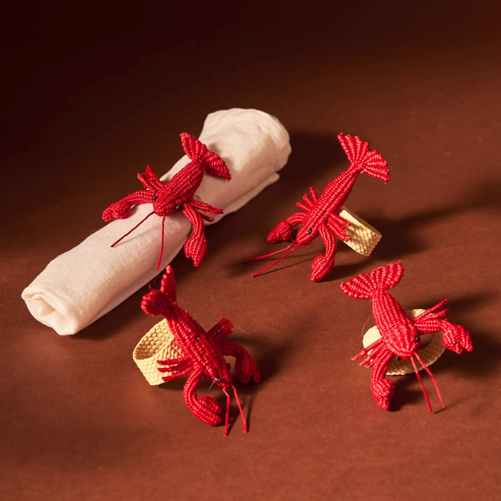 Macondo Forever Lobster Woven Napkin Ring Set of 4