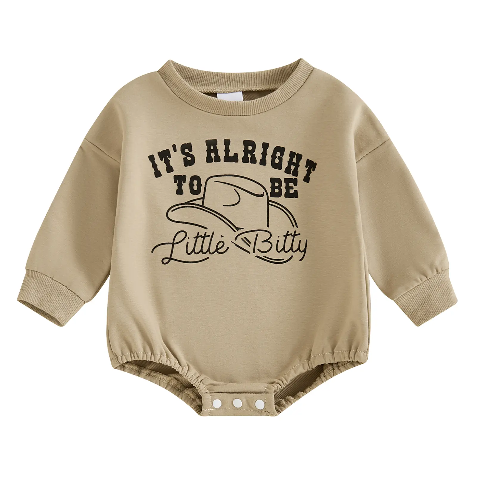 FOCUSNORM Newborn Baby Boy Bubble Romper Its Alright To Be Little Bitty Onesie Sweatshirt Bodysuit Cowboy Outfit