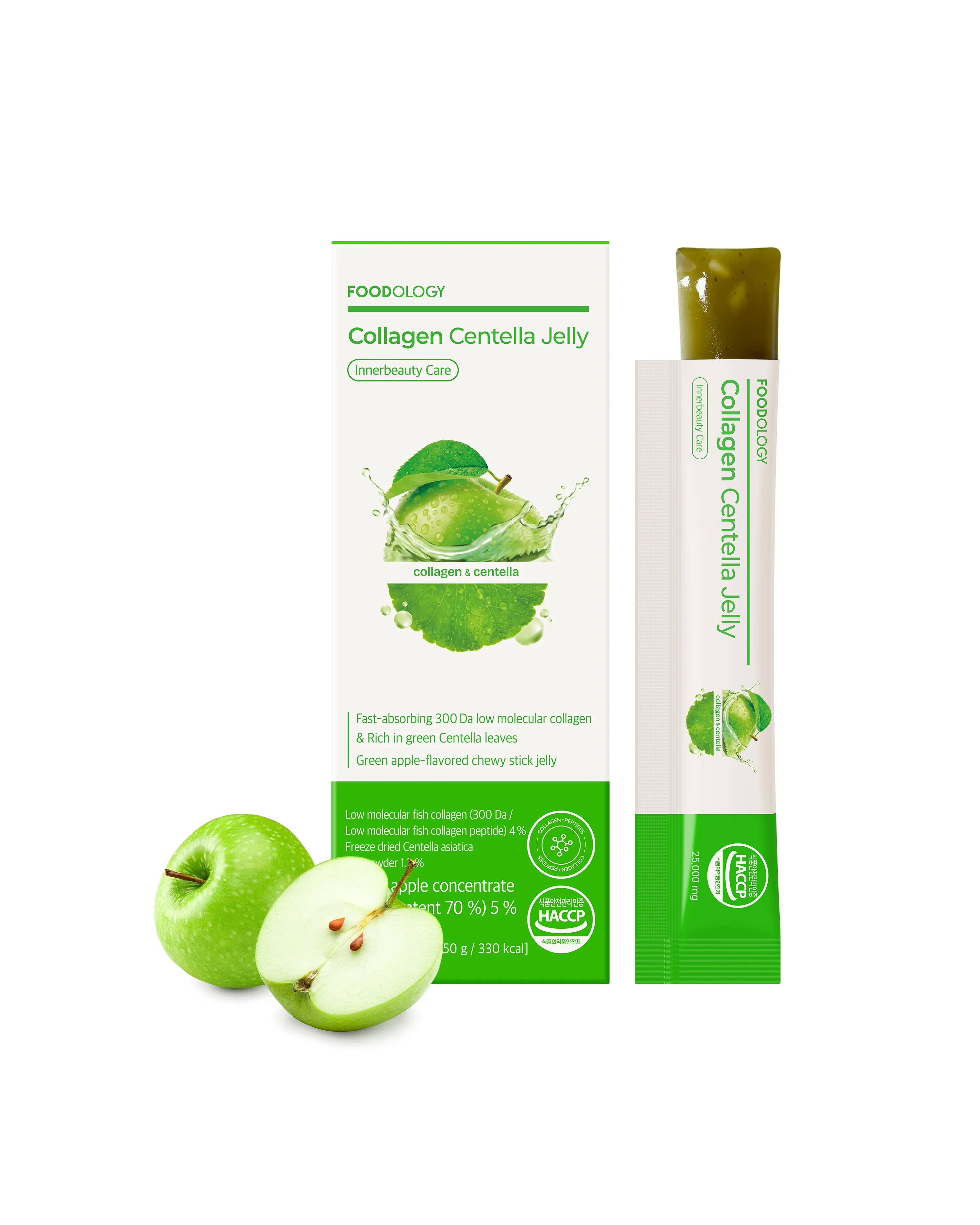 [FOODOLOGY] Collagen Centella Jelly Sticks Green Apple flavor for Daily Beauty Routine