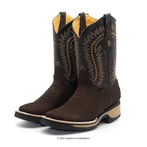 SQUARE TOE NOBUCK PRONT PYTHON CHOCO DOUBLE DENSITY SOLE LEATHER BOOT-H52M6394
