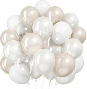 Pearl Balloons,51Pcs 12 Inch Pearl White Double-Stuffed Balloons, Sand White Clear Helium Balloon Set for Birthday Engagement Anniversary Baby Shower Bridal Party Decoration