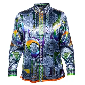 Prestige Satin Digital Print Button Up Shirt PR-453