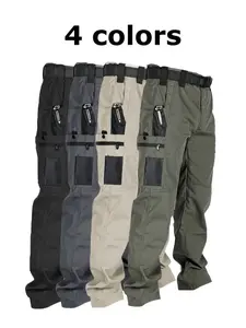 Men's Tactical Cargo Pants 2-4pcs Multi-Pocket Elastic Waistband Solid Beige Breathable Comfy for Construction Hiking Exploring Spring Fall Waterproof Training 511  tactical  pants pants for men khaki  green pantalones para hombre cargo pants for men