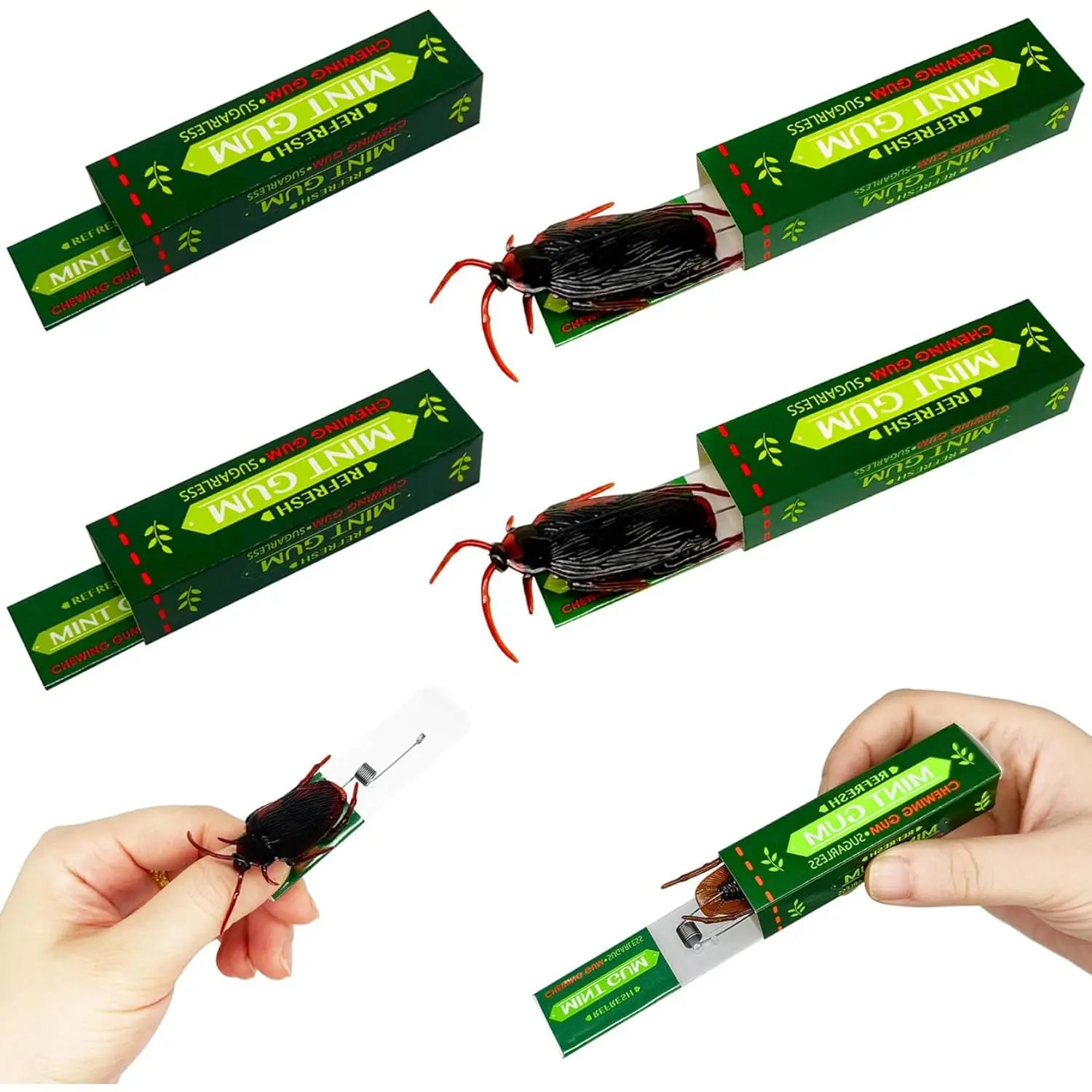 Funny Prank Kit - Nitrosamine-Free Non-Toxic Gag Gum Set with Trick Lighter, Realistic Roaches, Shock Effect Features, Interesting Prank Toys for Halloween Party Favors, Fool's Day Gifts