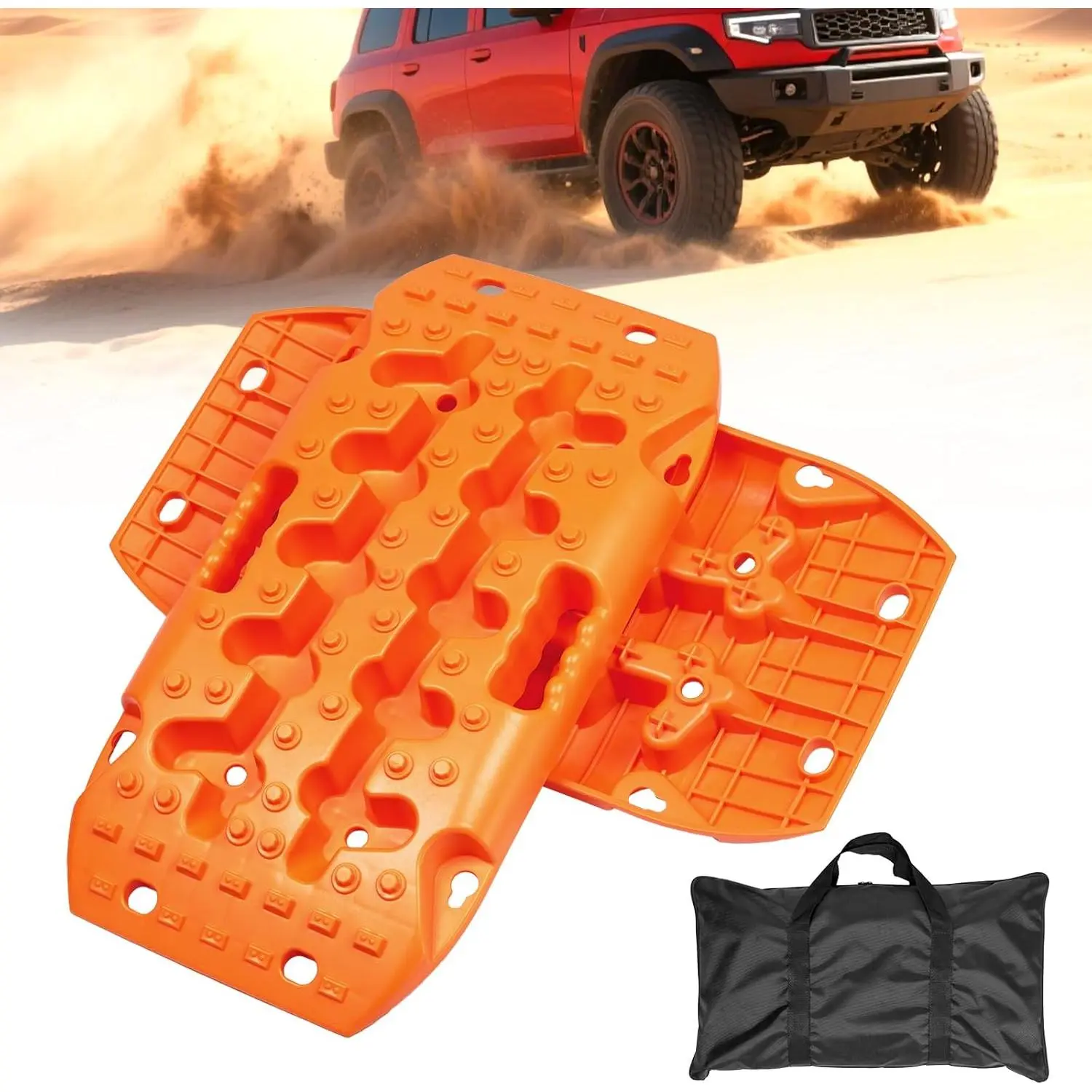 Traction Boards, Offroad Tracks Board, Traction Tire Ladder, 4WD Traction Mats for Sand, Mud & Snow (23in-Orange)