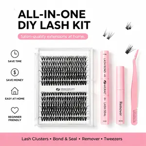 【BUY 1 GET 1 FREE】Lash Clusters 9-17mm 30-40D 480PCS Lashes DIY Lash Clusters Kit Individual Lashes Cluster Eyelash Extensions Natural Eyelashes DIY Eyelash Extension Kit with Bond+Seal+Remover+Tweezer