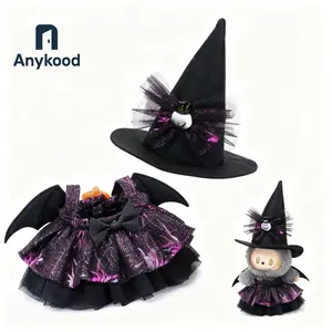 Labubu Doll Clothes Devil Angel Witch Dress Halloween Outfit for 15–17cm Doll with Sparkly Skirt & Pointed Hat Premium Quality Soft Fabric Perfect Fit Gift Ready