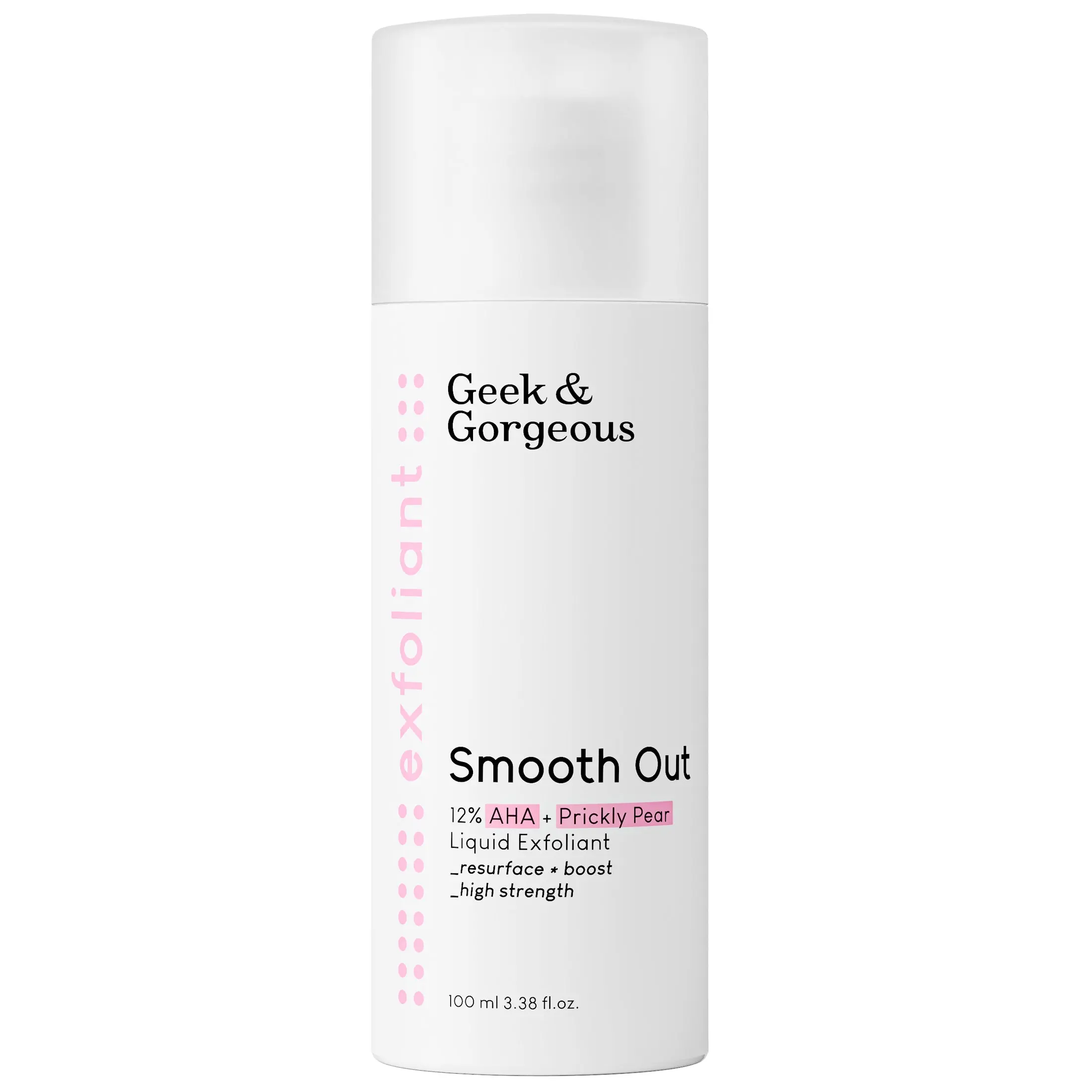 GEEK & GORGEOUS Smooth Out 12% AHA Brightening Serum with Glycolic & Lactic Acid, Vegan Liquid Exfoliant for Hyperpigmentation Treatment & Glow Up, 1 oz, Gluten Free, Serums & Essences, Cruelty Free, Essential Oil Free