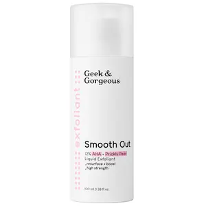 GEEK & GORGEOUS Smooth Out 12% AHA Vegan Brightening Serum - Glycolic & Lactic Acid Exfoliant, Nopal Cactus Extract for Dull Skin, 1 oz