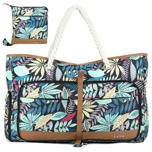 Large Beach Tote Bag for Women – 35L Waterproof & Sandproof Carry Bag with Zipper, Oversized Pool Bag for Travel, Vacation, Picnic, or Cruise Use