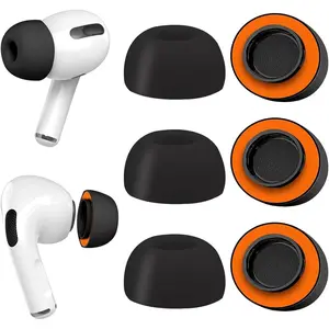 Memory  Ear Tips for AirPods Pro and AirPods Pro 2  Shield,Secure, Comfortable, Replacement Tip, Better Noise Cancellation, 3 Pairs Replacement Tips (Black, Large)