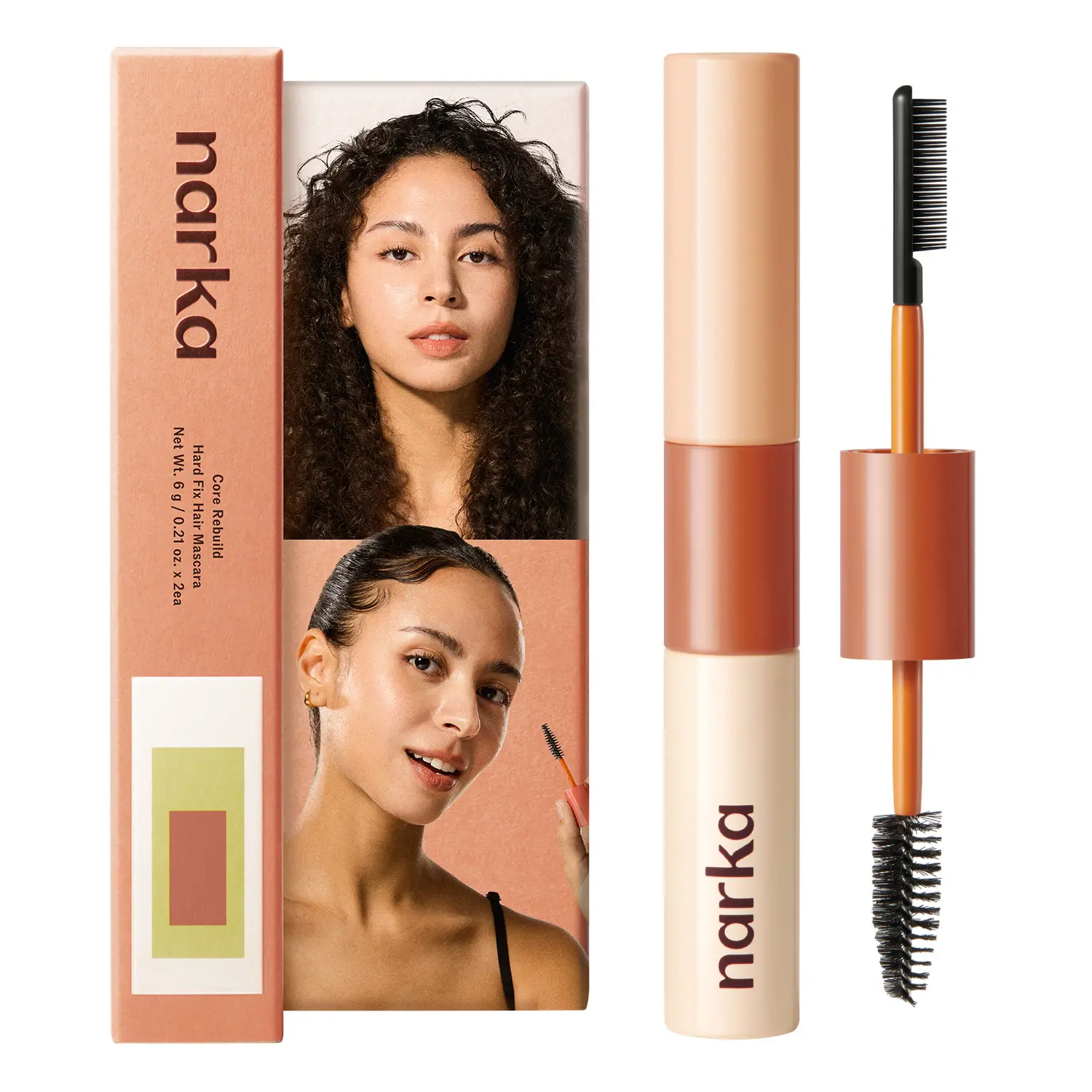 [narka official] Flyaway Taming, Baby Hair & Hairline Hair Mascara | 2-in-1 Styling & Fixing, Strong Hold, Dual-Brush Precision Styling, Non-Greasy All-Day Hold, Easy-Wash