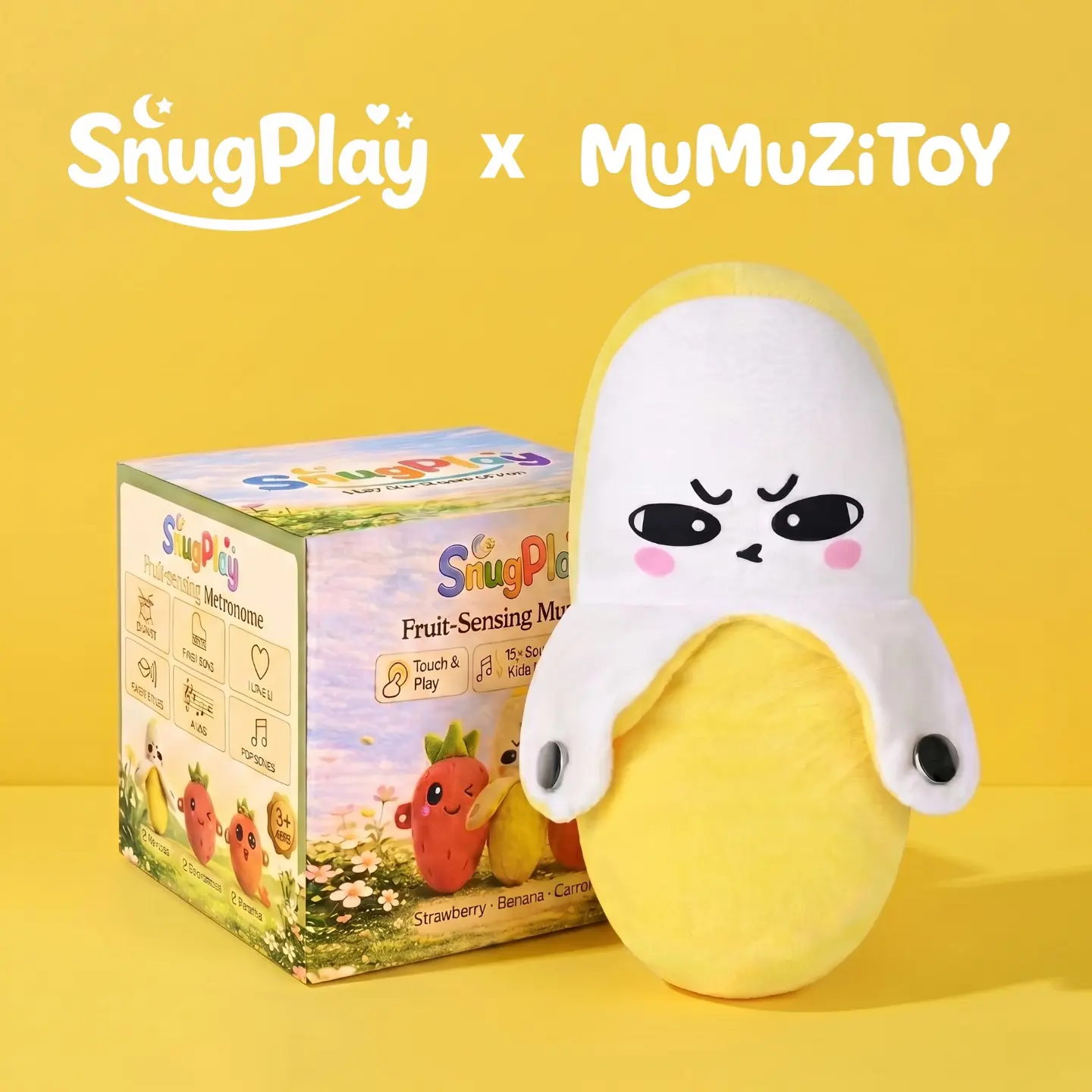Mumuzitoy Banana interactive Music Plush Toy Set -Banana,Strawberry & Carrot Electric Plush Toys forParent-Child Interaction, Couples & FriendsPrank Toy, Valentine's Day & Easter Party FunGift for Kids & Adults stuffed animals cute girlygifts
