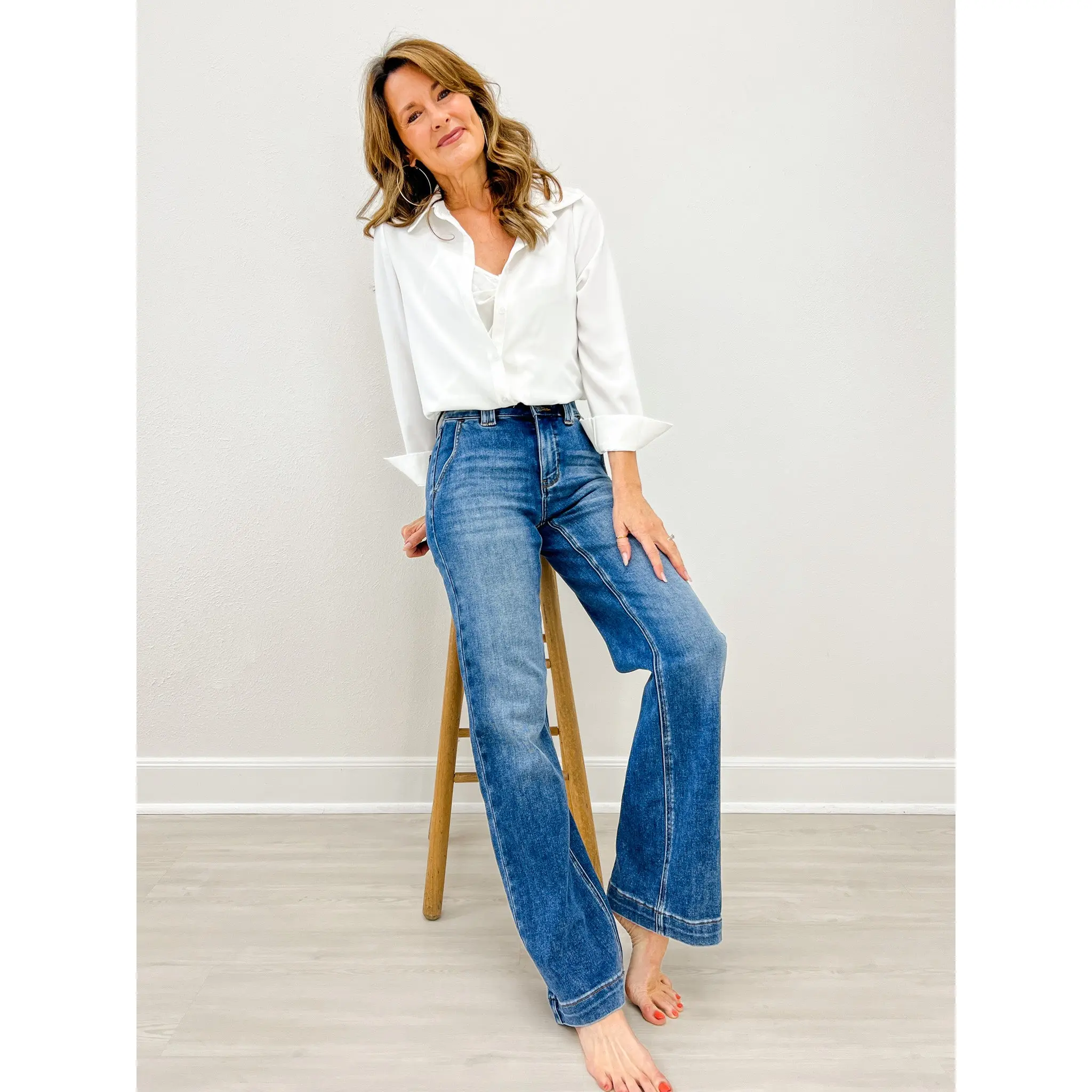 Avery Denim The Tailored Trouser - Classic Blue