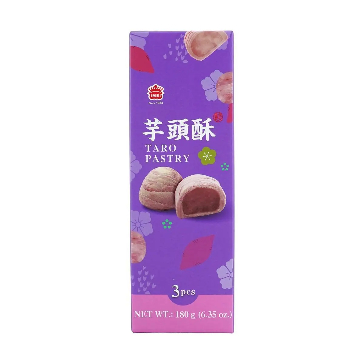 IMEI Taiwan Taro Pastry Gift Box - 3 pcs (180g) | Authentic Taiwanese Snack, Sweet Pastry, Dessert Gift, Travel Souvenir
