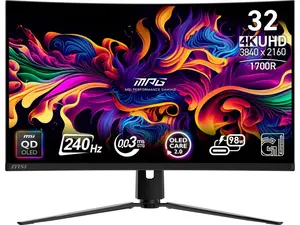 MSI 32" UHD 4K 240Hz G-Sync Compatible 0.03ms HDR400 USB-C KVM RGB Ai Vision OLED Gaming Computer Monitor with Height Adjustable, Swivel, Pivot & Tilt stand for PC & Console Gaming MPG 321CURX QD-OLED