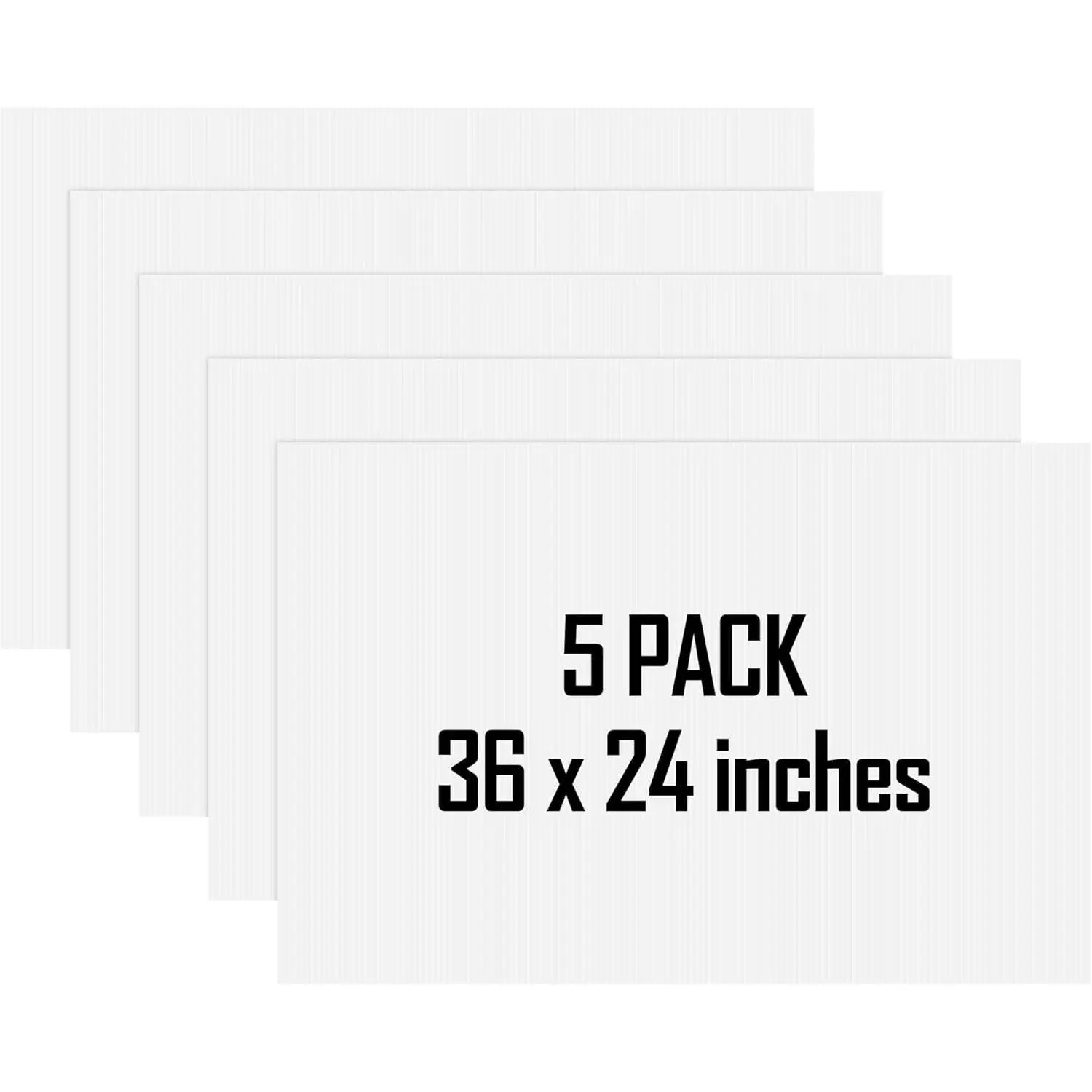 5 Pack 24 x 36 Inch Corrugated Plastic Sheet Blank Yard Signs Double Sided White Corrugated Poster Board Signs Thick  Lawn Sign for Indoor Outdoor Garage  Birthday Party Decor