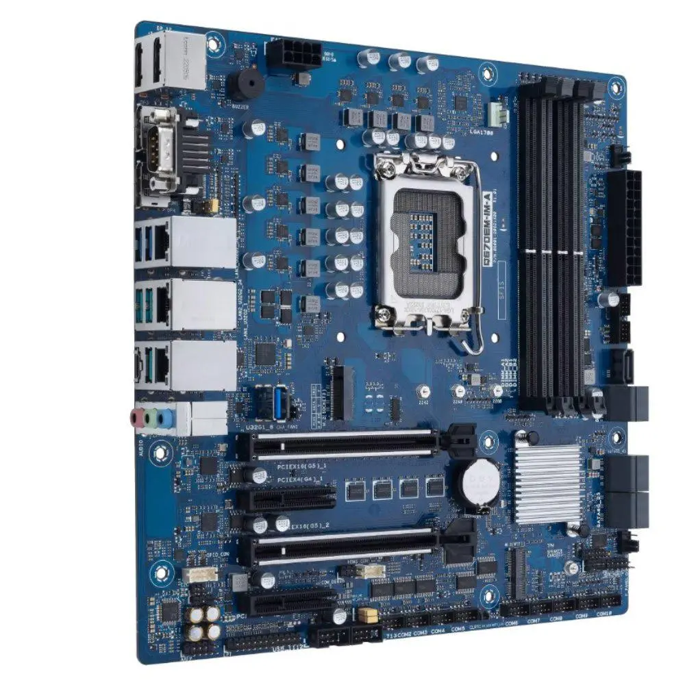 Asus Q670E Micro-ATX Motherboard - LGA1700 Socket for 14th/13th/12th Gen Intel CPUs, with COM Ports, Expandability, Legacy Options, M.2 M-Key, PCIe Slot