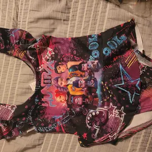 Kpop Demon Hunters Girls' Trendy One-Piece Swimsuit, 3D Colorful Blue Full Print, Cute Ruffled Design, Beach Vacation Essential, Ruffle Swimsuits