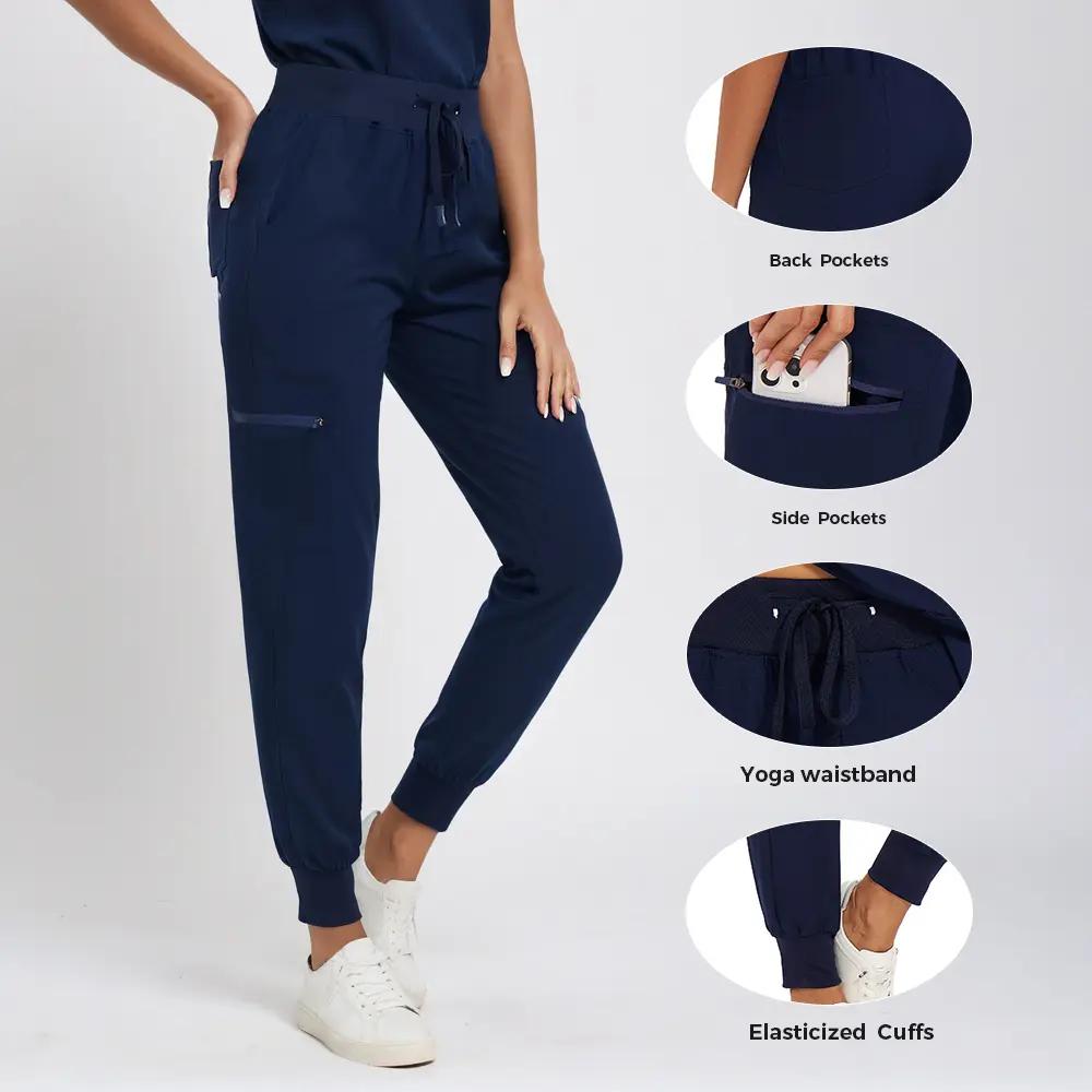 Women's Scrub Pants - Slim Fit Yoga-Style, 5 Pockets, Soft Stretch Fabric-Runs Slightly Large