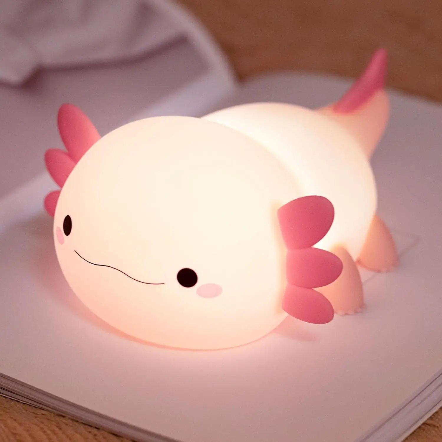 Axolotl Lamp,Cute Axolotl Night Light,Dimmable    Night Light,Adorable Rechargeable Squishy Novelty Bedside Touch Lamp, Room Decor, Axolotl Gifts for /Girls