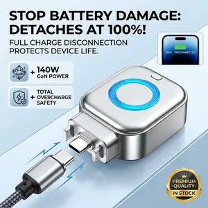 【Battery Health 100%】140W Smart Auto Disconnect Fast Charger, Anti-Overcharge Cut-Off Charging Adapter for Notebook Phone Tablet