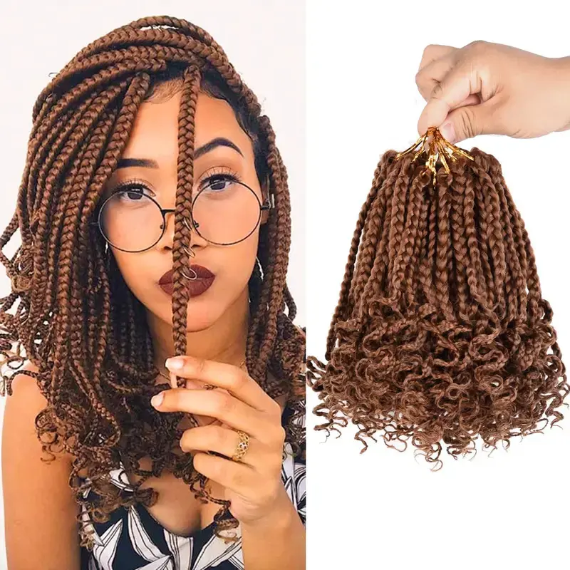 NEW Synthetic Box Braids Crochet Hair for Black Women with Curly Ends Pre Looped Soft 3X Crochet Braids Hair Extensions
