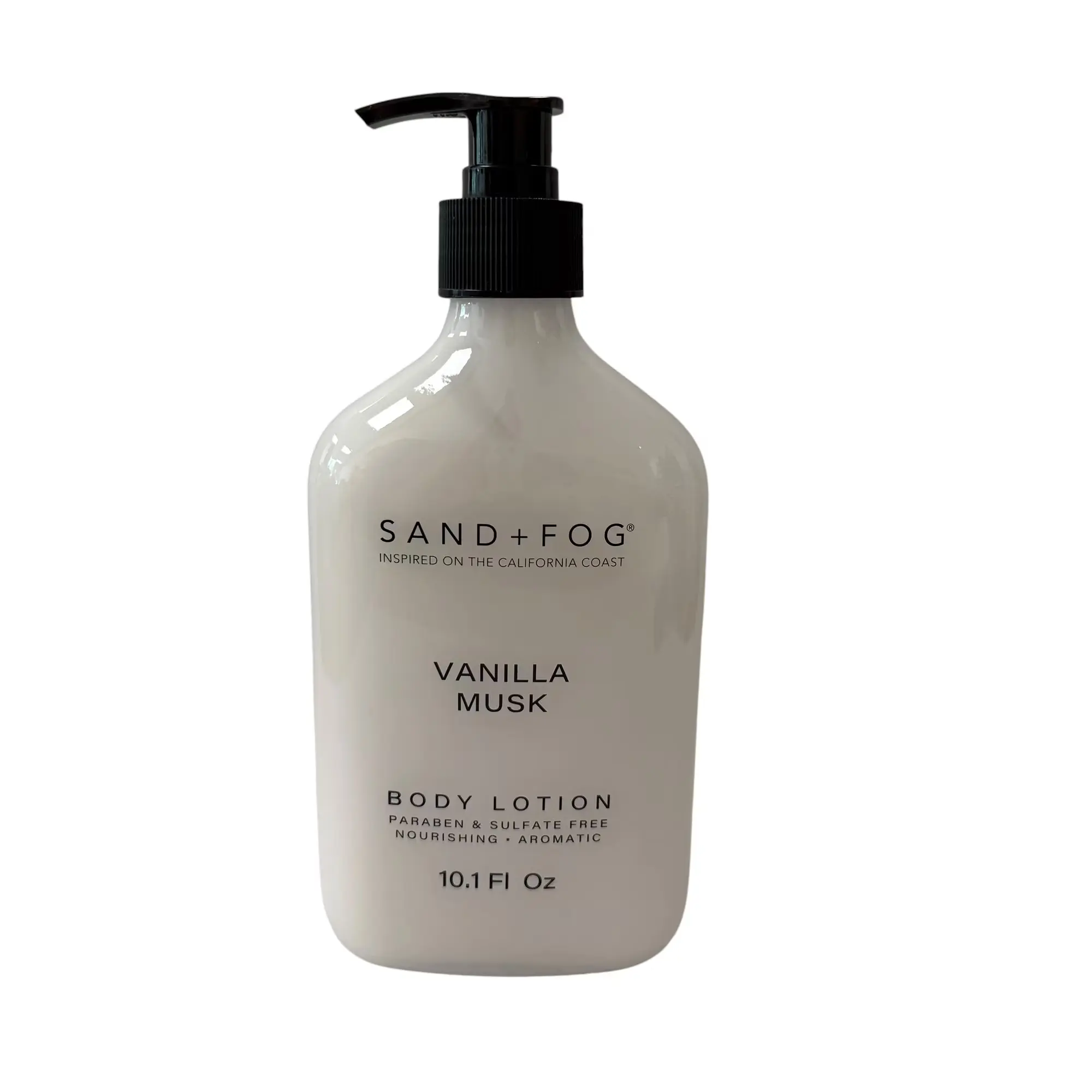 Sand + Fog Body Lotion 10.1 fl oz Glass Bottle | Marshmallow Skies or Vanilla Musk | Nourishing Moisturizing Lotion  Product Description Body Care Hydrating Daily Moisturizer Skin Repair Moisture Moisturize Cosmetic