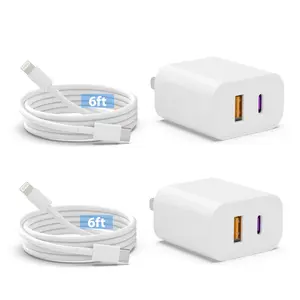 JOZASHON 2Pack iPhone Charger 20W Dual Port USB Fast Wall Charger Block 6FT Super Fast Charger Cable USB C for iPhone 14, 13, 12, 11 Pro Max, XR, XS, iPad More Charging for Electronic Smartphone and Cellphone