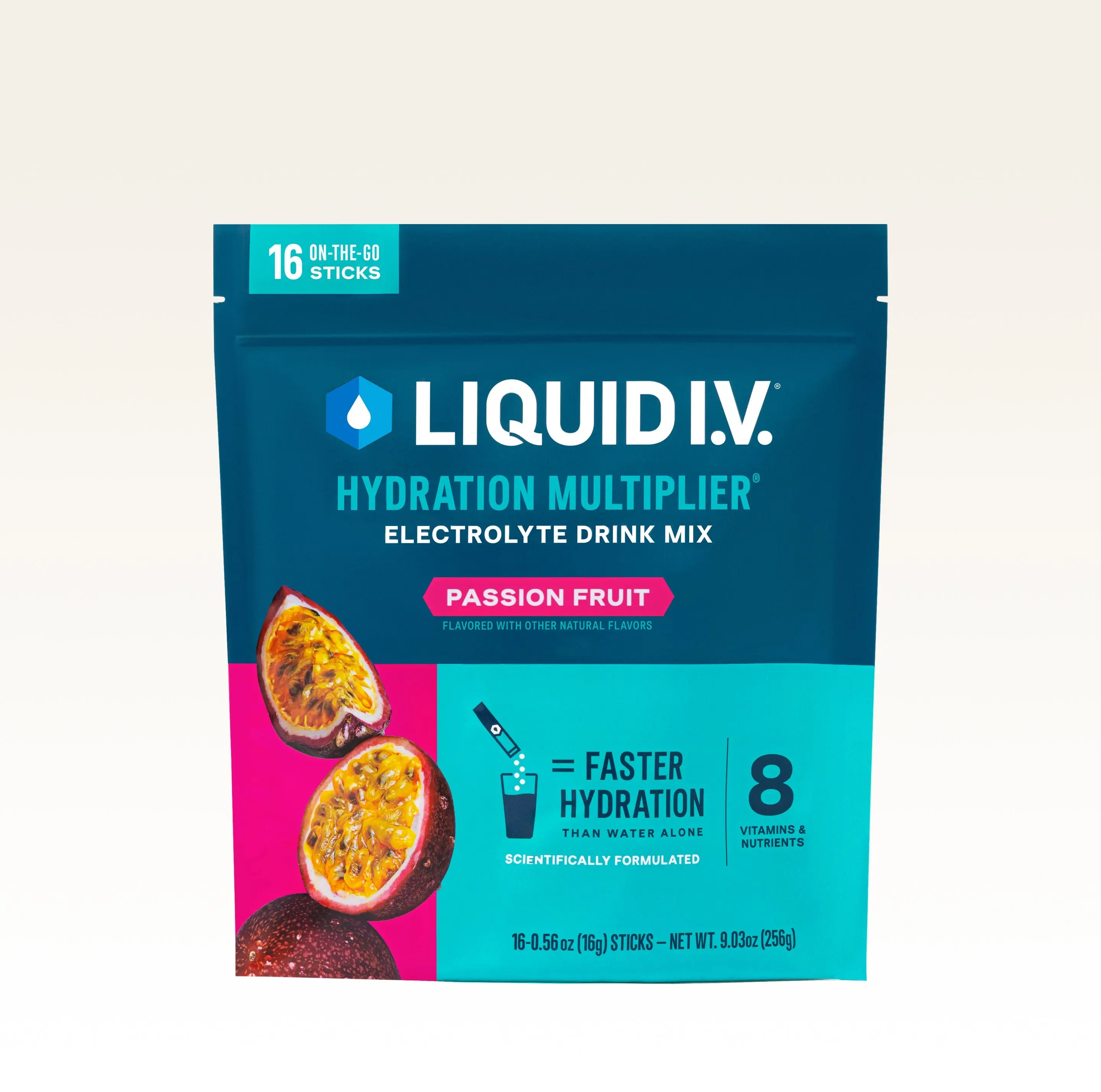 Liquid I.V. Hydration Multiplier - Passion Fruit - Hydration Powder Packets | Electrolyte Powder Drink Mix | Convenient Single-Serving Sticks | 8 Vitamins & Nutrients | 1 Pack (16 Servings)​