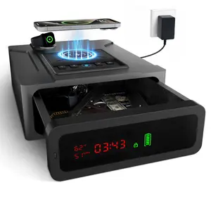 Quick-Draw Biometric Safe with Wireless Charging, Backlit Keypad, Auto-Open, Climate Monitor & Display Access Gun