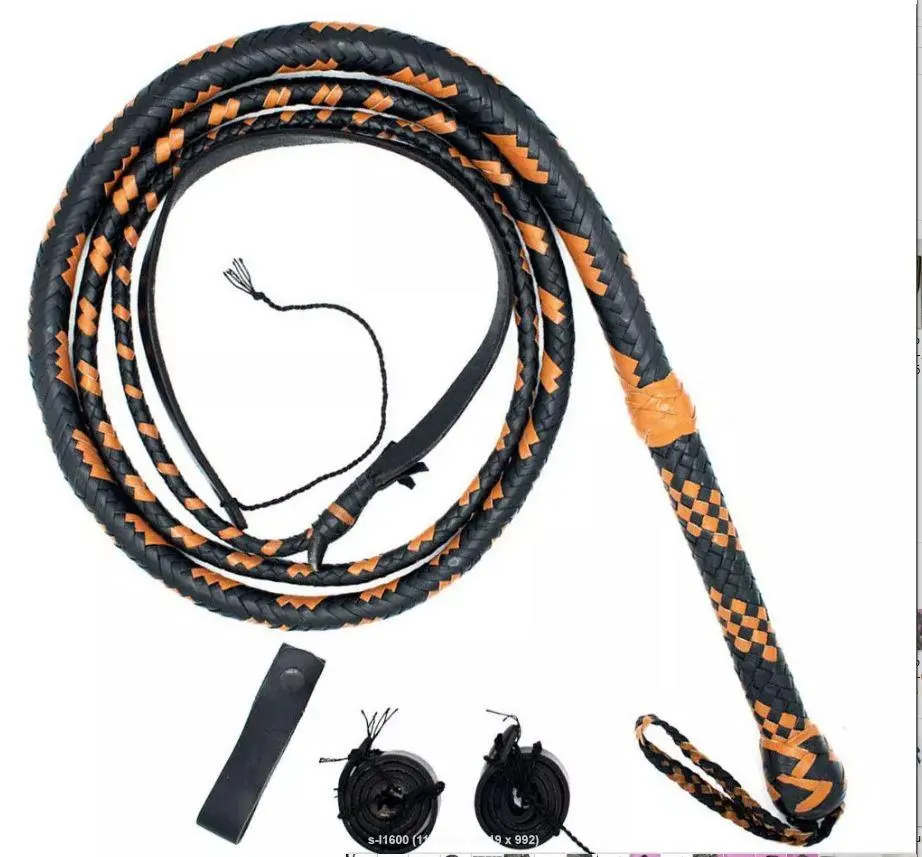 Indiana Jones Style Premium Leather Bullwhip – Black, Brown & Black/Orange – 6ft to 14ft – Handmade Adventure Whip