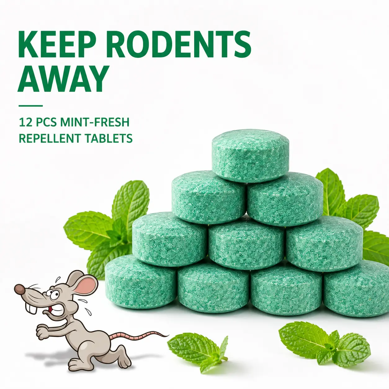 12-Pack Naturally Derived Peppermint & Lemon Oil Rodent Repellent Balls - Eco-Friendly Tablets, Sturdy Multi-Functional Pest Control, Squirrels Deterrent, Bed Bug Repellent Indoor Insect Control, Safe Long-Lasting Strong Scent (Purchase with Caution)