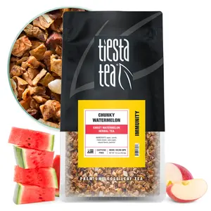 Tiesta Tea - Chunky Watermelon | Sweet Watermelon Herbal Tea | Premium Loose Leaf Tea Blend | Non-Caffeinated Fruit Tea | Make Hot or Iced Tea & Brews Up to 200 Cups - 16 Ounce Resealable Bulk Pouch