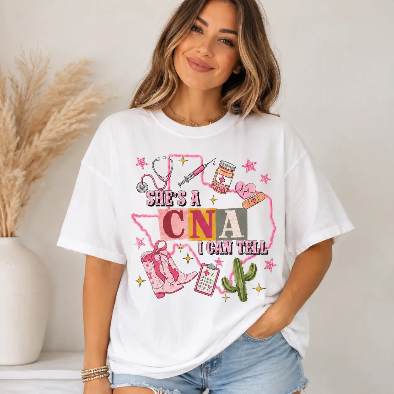 Comfort Colors She's a CNA I Can Tell T-Shirt, Nurse Era, Preppy CNA, Coquette CNA, Funny CNA Shirt, Cute CNA Tee, CNA Aesthetic, Healthcare Worker Gift